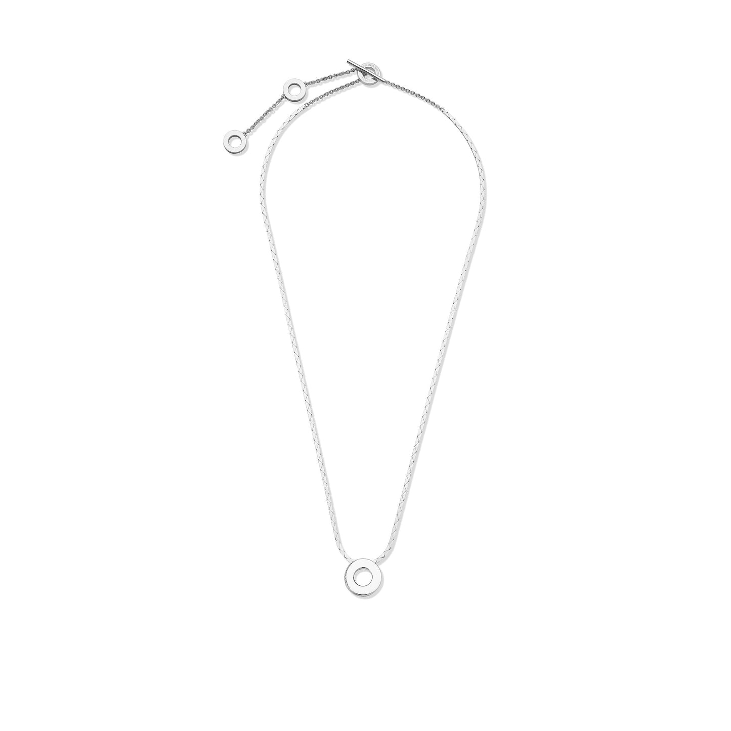 White Gold Solo Pendant Necklace with White Diamonds - Cadar