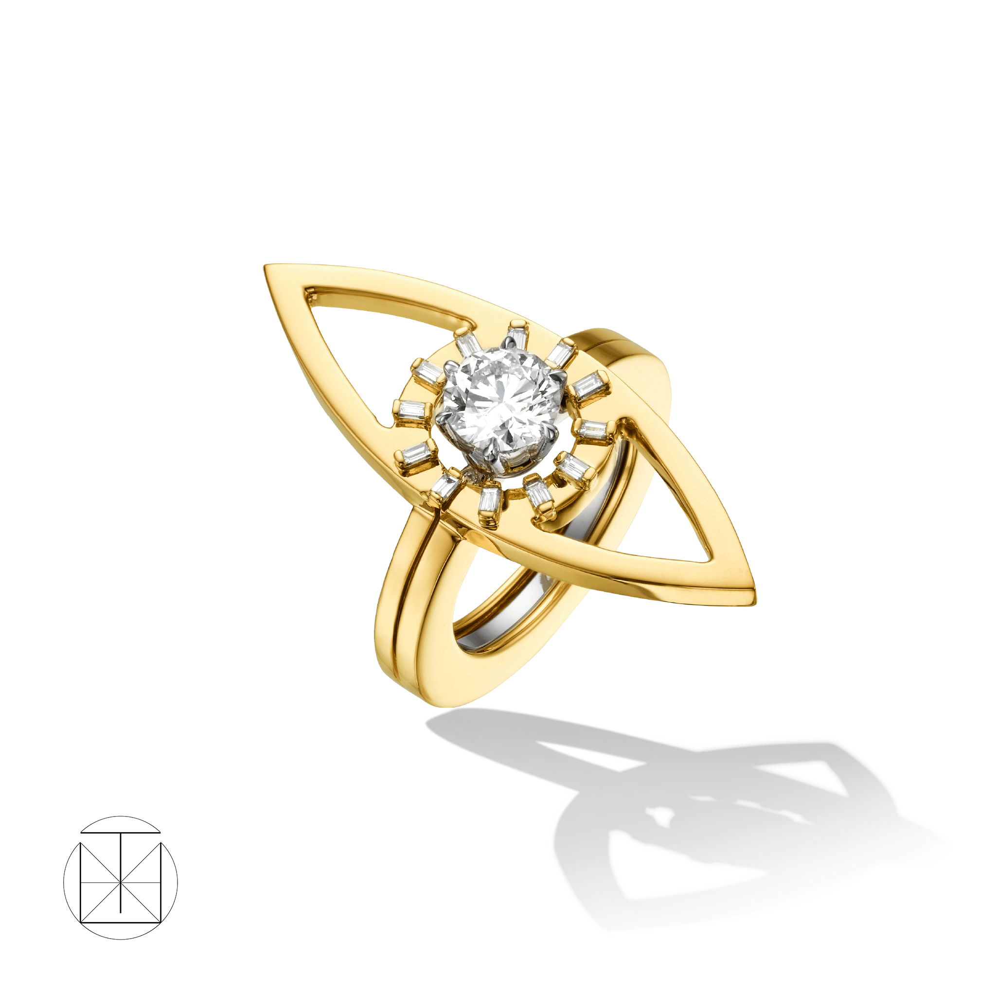 18K Yellow Gold TU Reflections Evil Eye Engagement Ring
