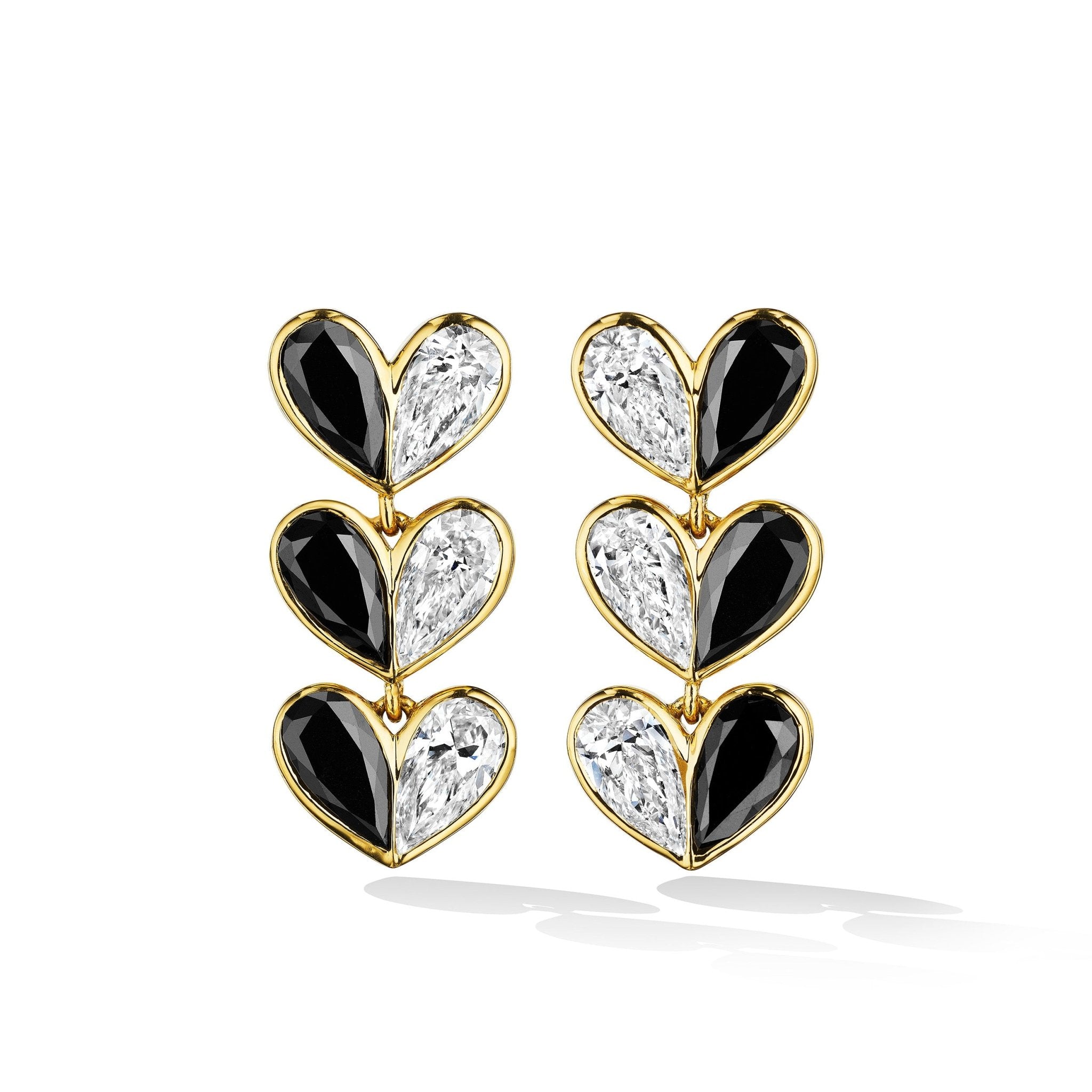 Unconditional Black and White Diamond 3 Drop Earrings - CADAR