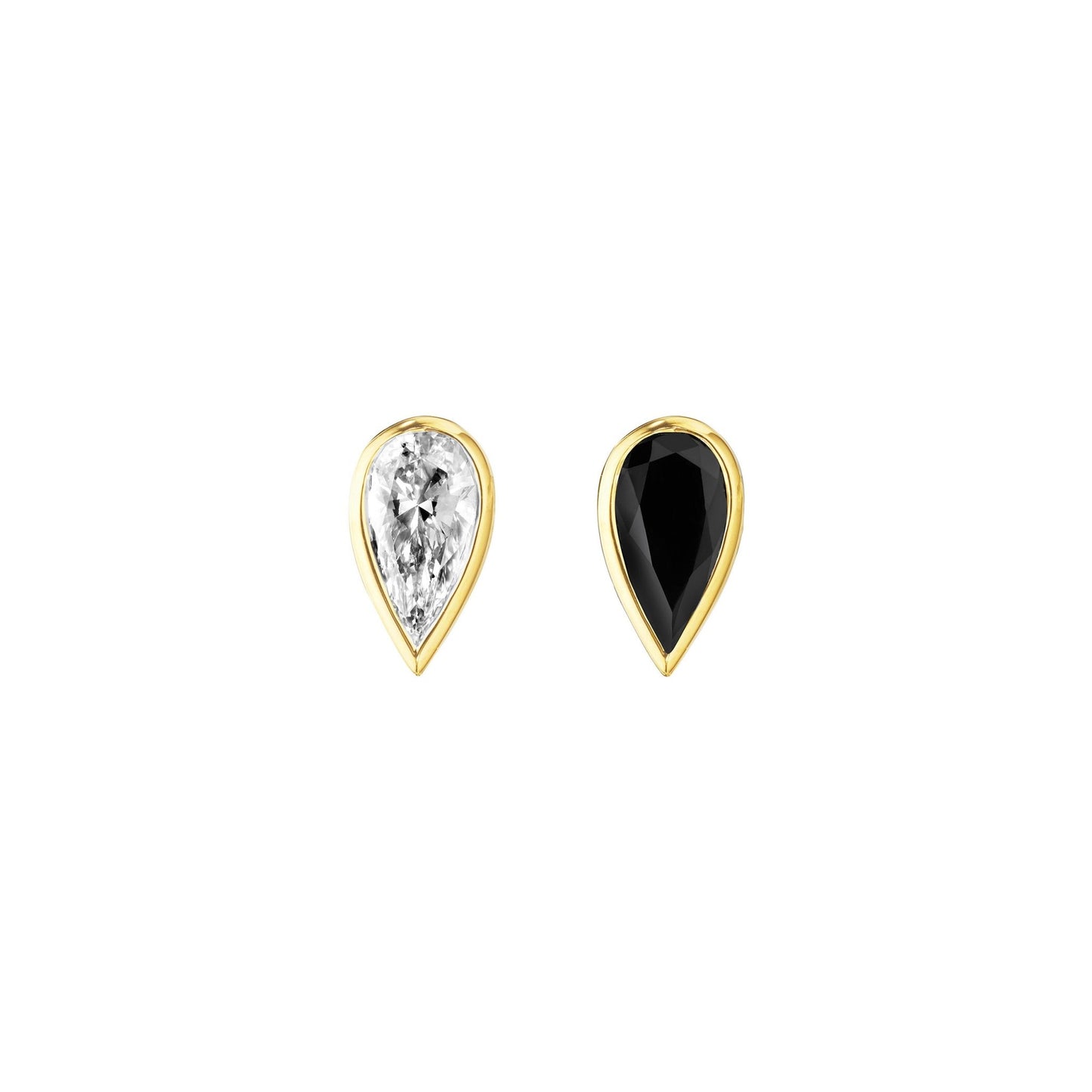 Unconditional Black and White Diamond Half Heart Studs - CADAR