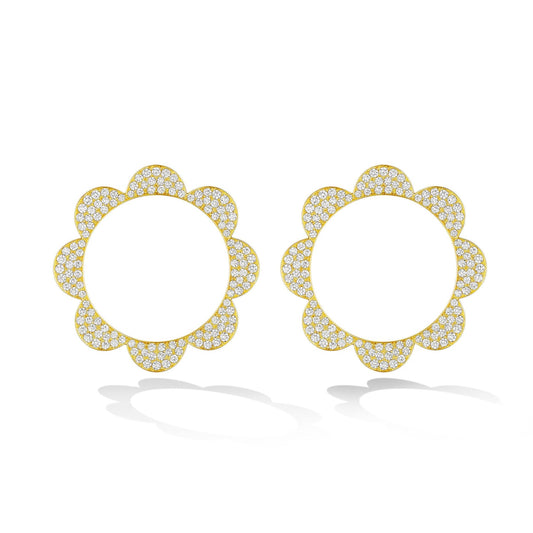 18K Yellow Gold TRIPLET Stud with White Diamonds - CADAR