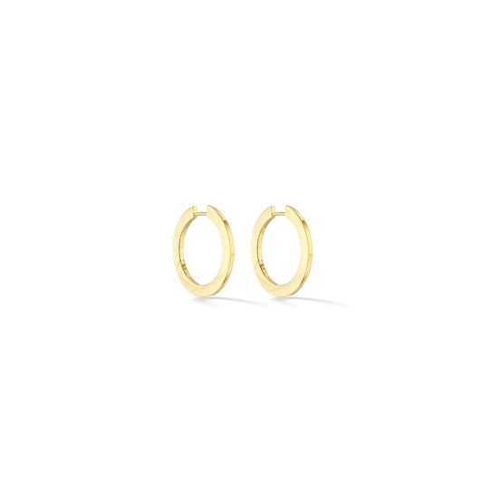 Medium Yellow Gold Plain Hoop Earrings - Cadar
