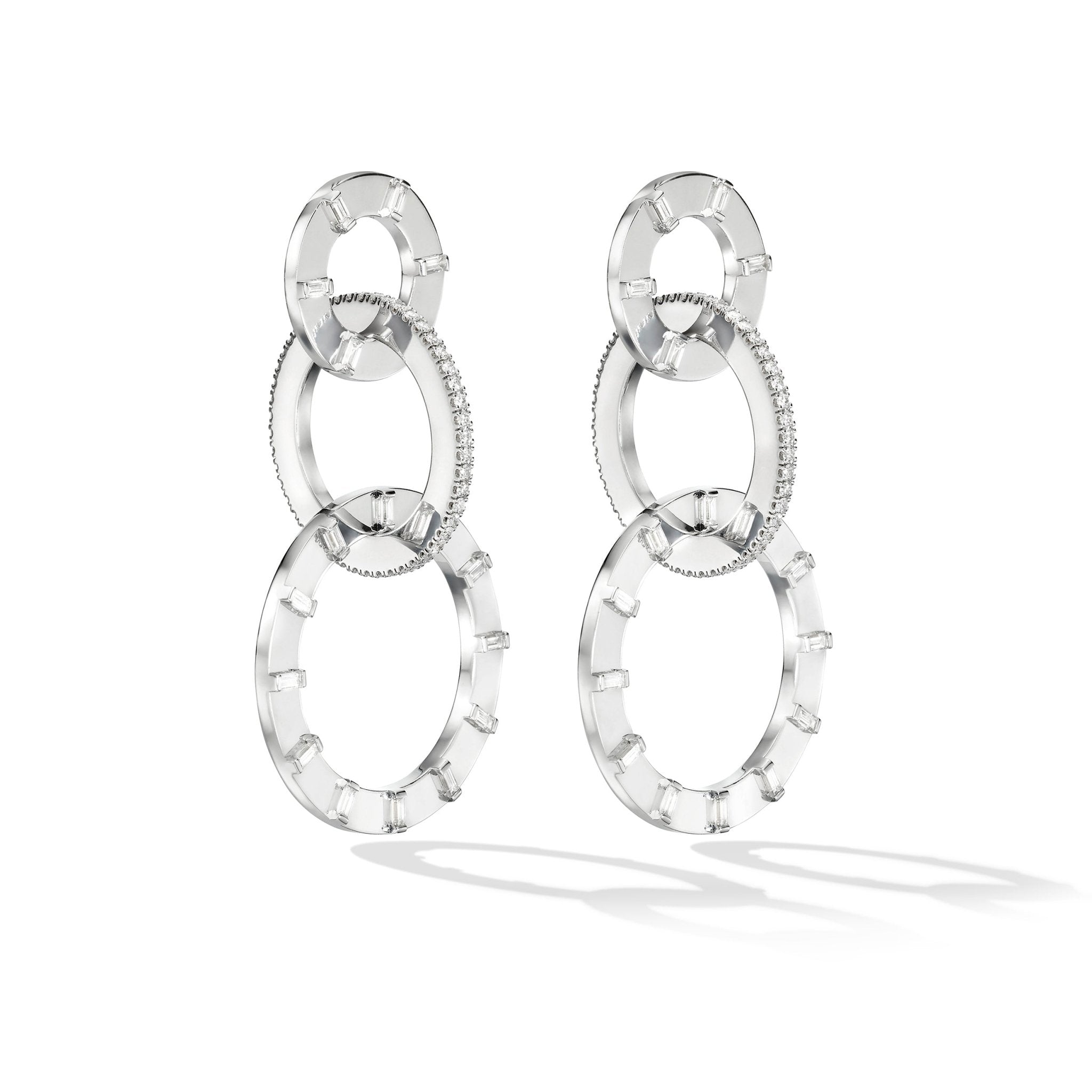 Large White Gold Unity Earrings with White Diamonds - Cadar
