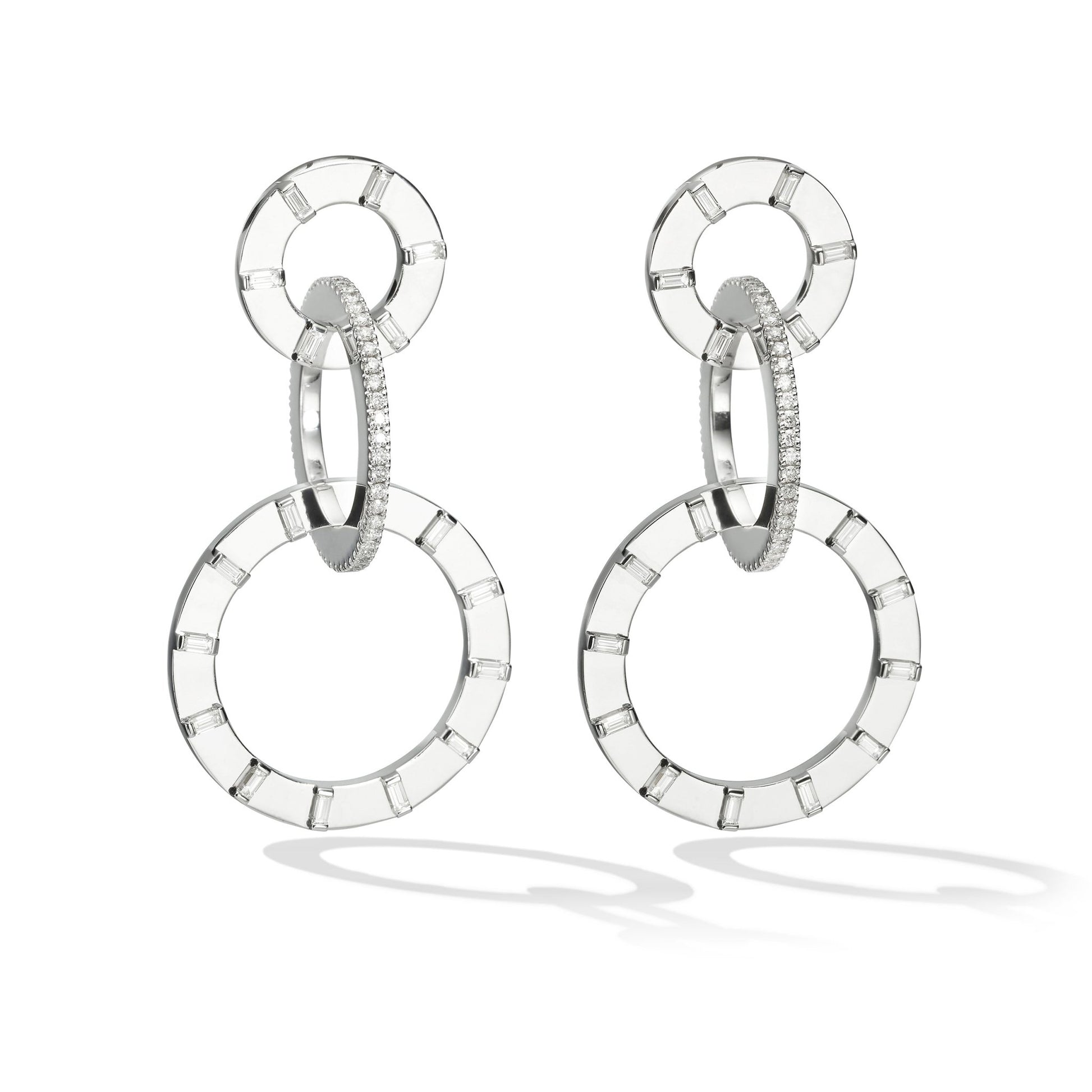 Large White Gold Unity Earrings with White Diamonds - Cadar