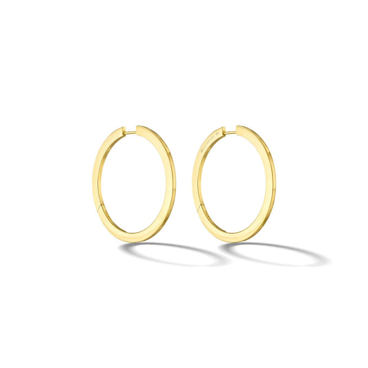 Large Yellow Gold Plain Hoop Earrings - Cadar