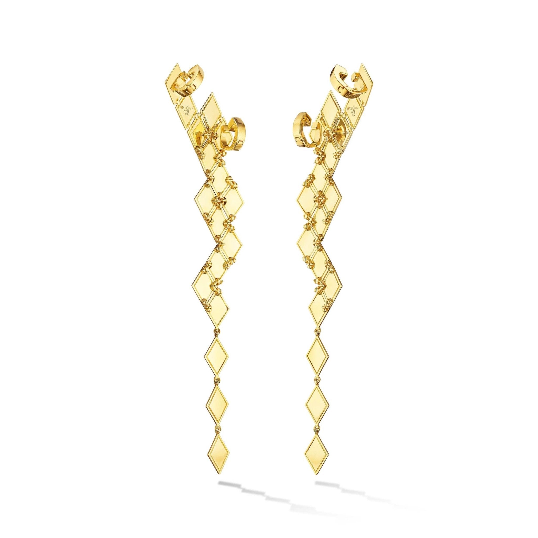 Large Yellow Gold Python Clip On Earring Climbers - Cadar