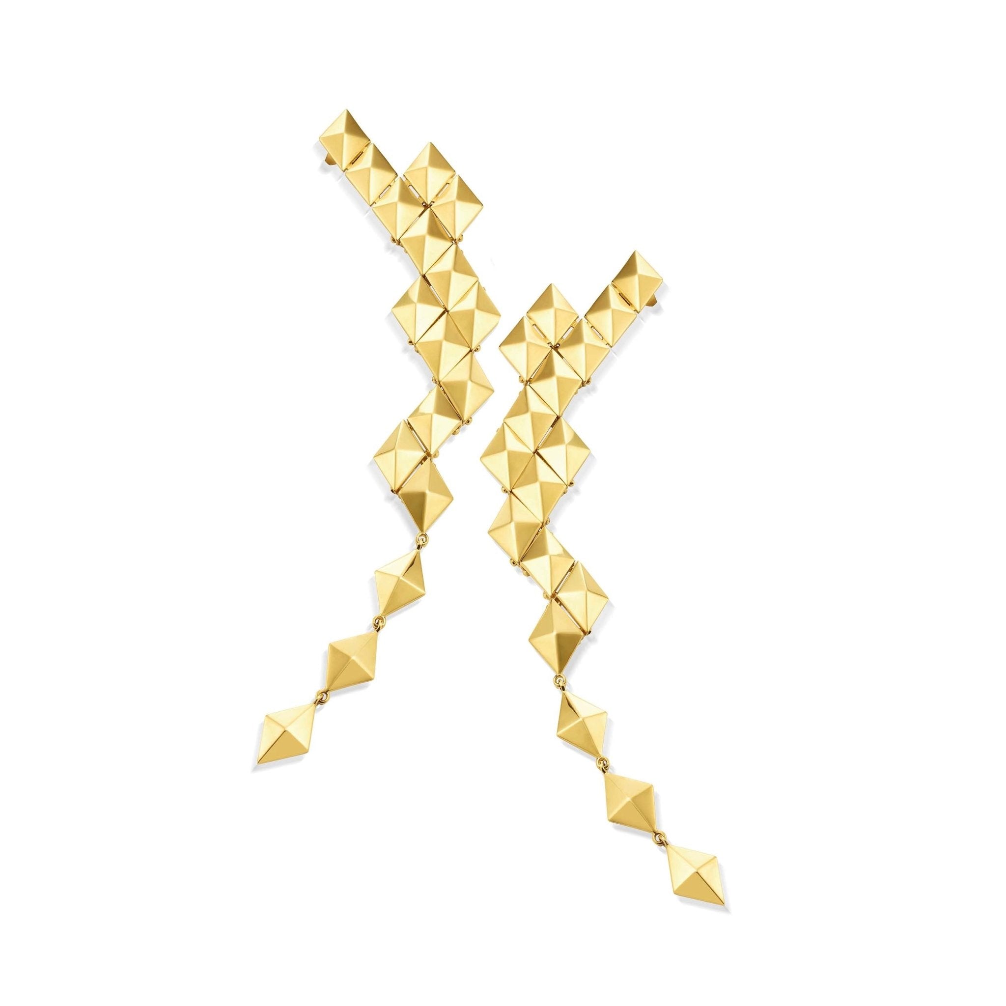 Large Yellow Gold Python Clip On Earring Climbers - Cadar
