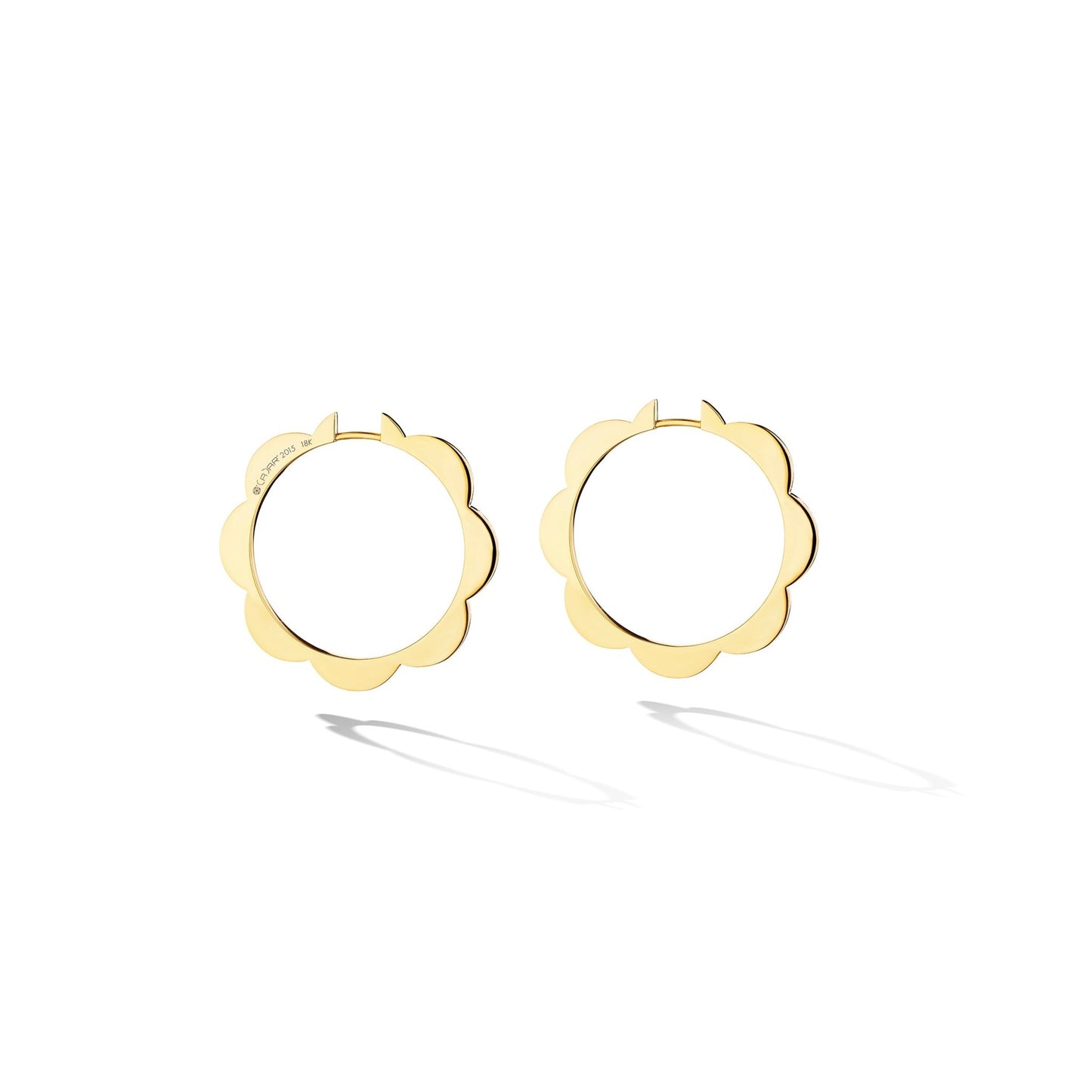Large Yellow Gold Triplet Plain Hoop Earrings - Cadar