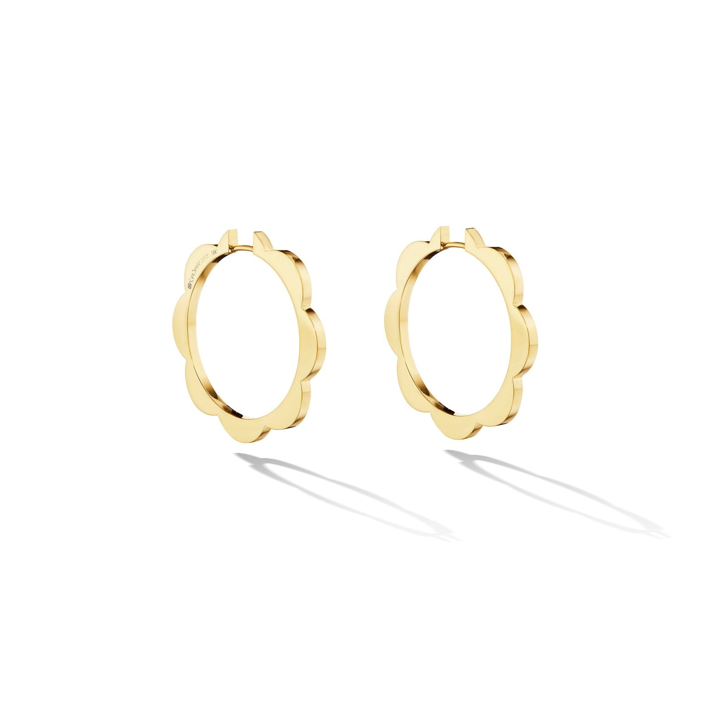 Large Yellow Gold Triplet Plain Hoop Earrings - Cadar