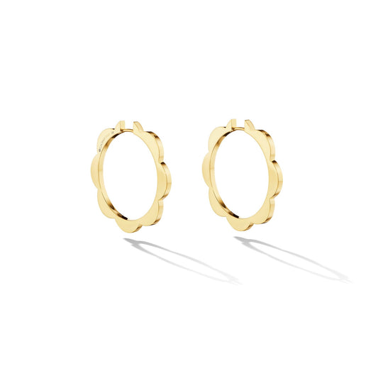 Large Yellow Gold Triplet Plain Hoop Earrings - Cadar