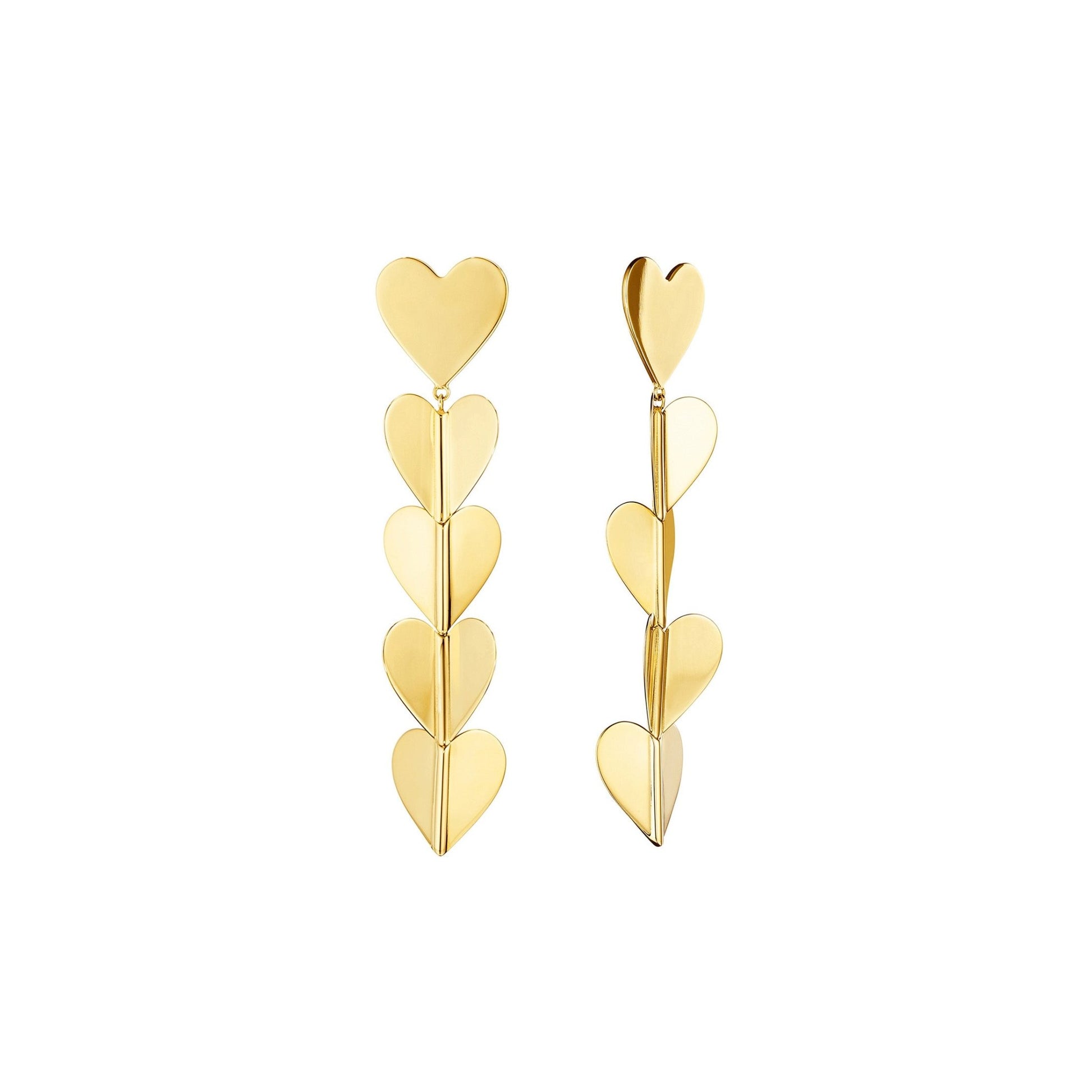 Large Yellow Gold Wings of Love Drop Earrings - Cadar