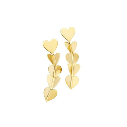 Large Yellow Gold Wings of Love Drop Earrings - Cadar