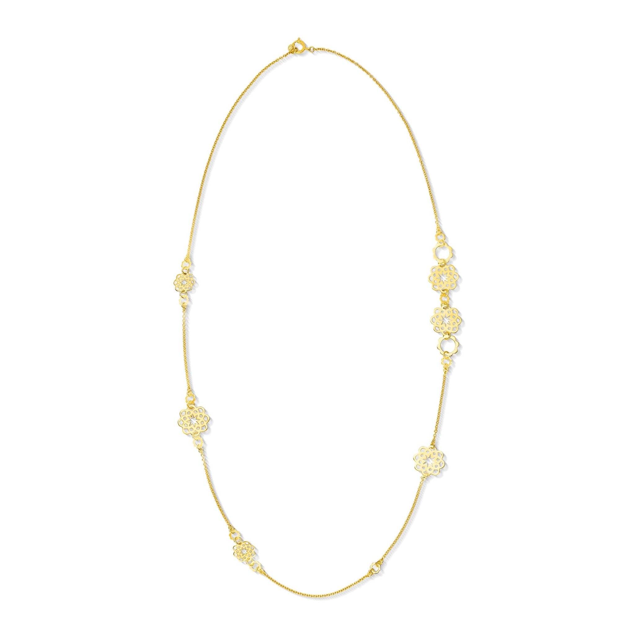 18K YELLOW GOLD LOVE BY THE INCH DANGLING 3 STATION FLOWER