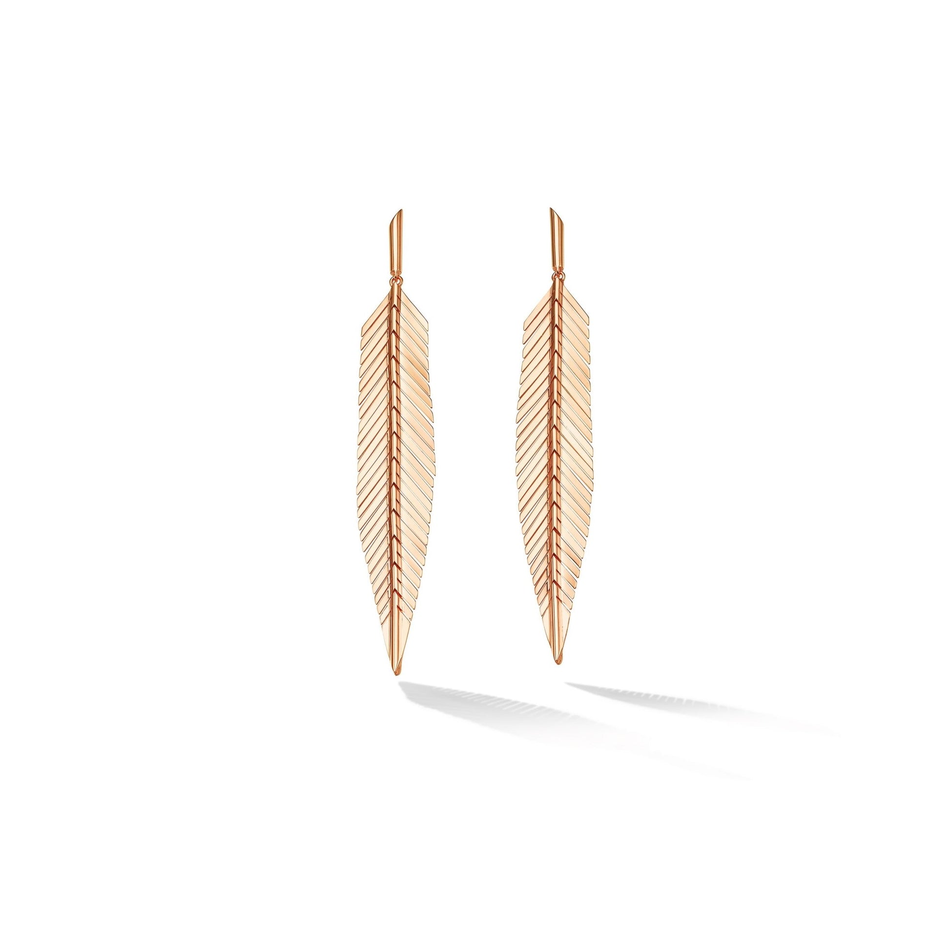 Medium Rose Gold Feather Earrings - Cadar