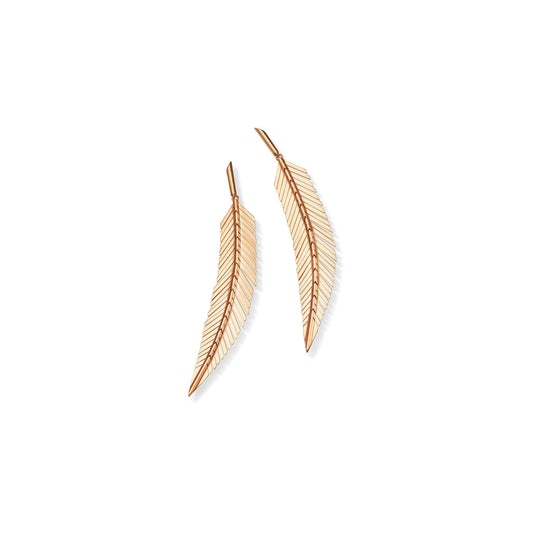 Medium Rose Gold Feather Earrings - Cadar