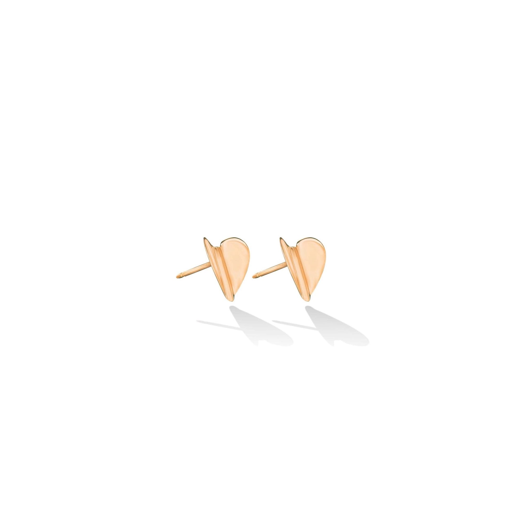 Medium Rose Gold Wings of Love Folded Stud Earrings - Cadar