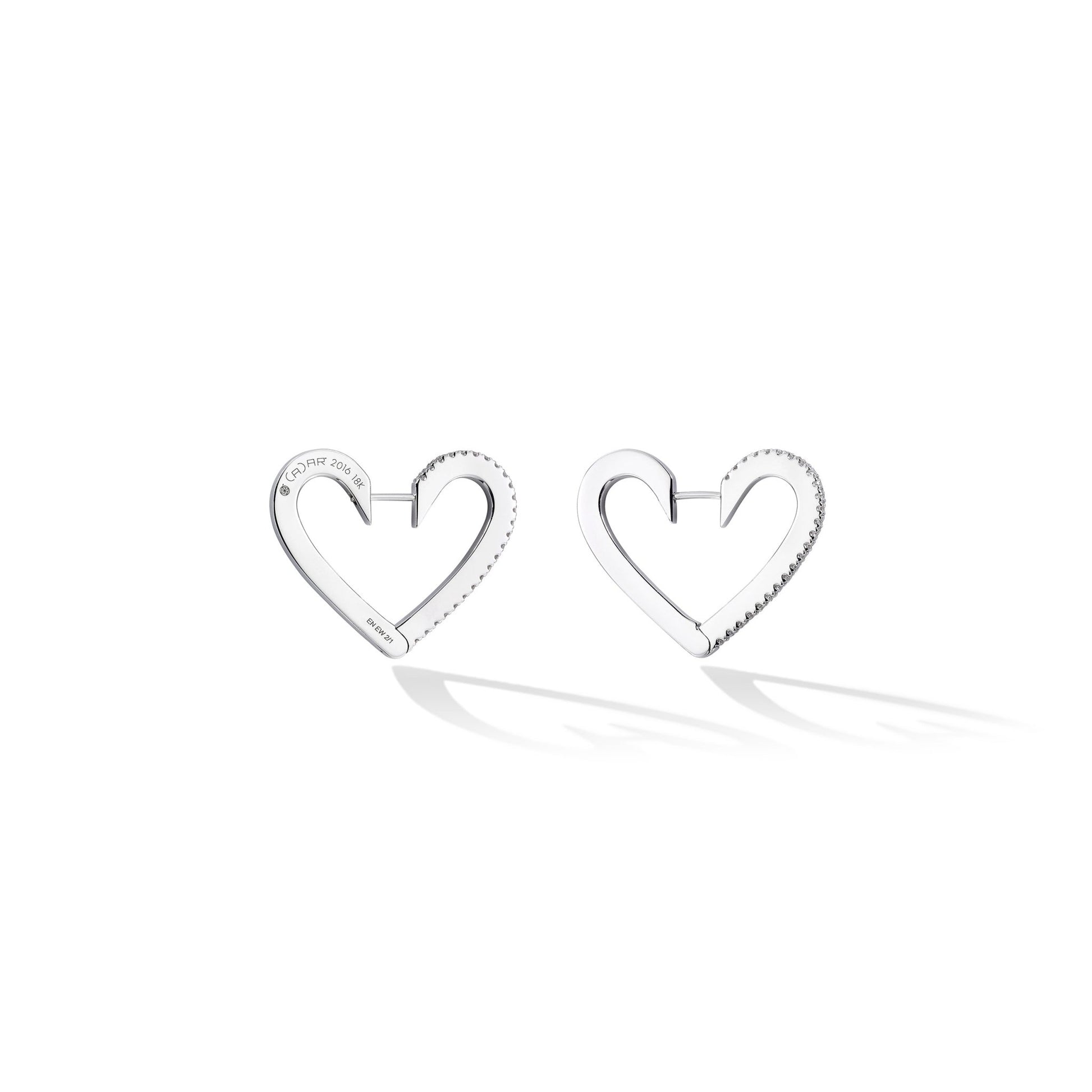 Medium White Gold Endless Hoop Earrings with White Diamonds - Cadar
