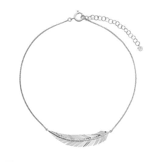 Medium White Gold Feather Necklace - Cadar
