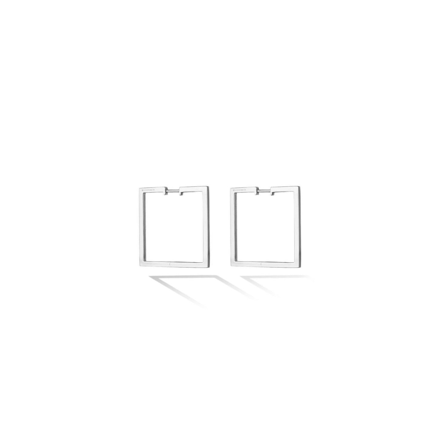 Medium White Gold Foundation Hoops - CADAR