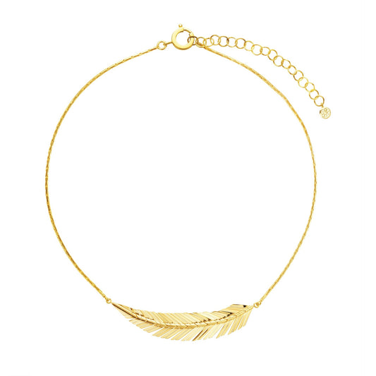 Medium Yellow Gold Feather Necklace - Cadar