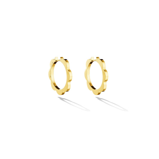 Medium Yellow Gold Triplet Plain Hoop Earrings - Cadar