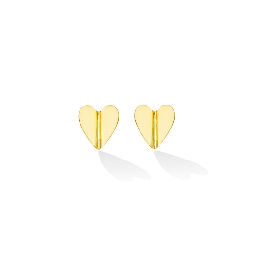 Medium Yellow Gold Wings of Love Folded Stud Earrings - Cadar
