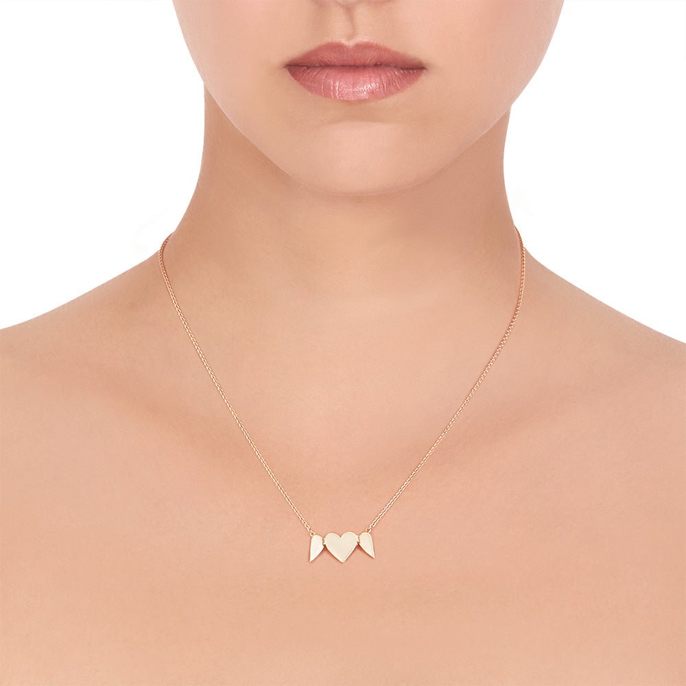 Rose Gold Endless 3 Heart Necklace - Cadar