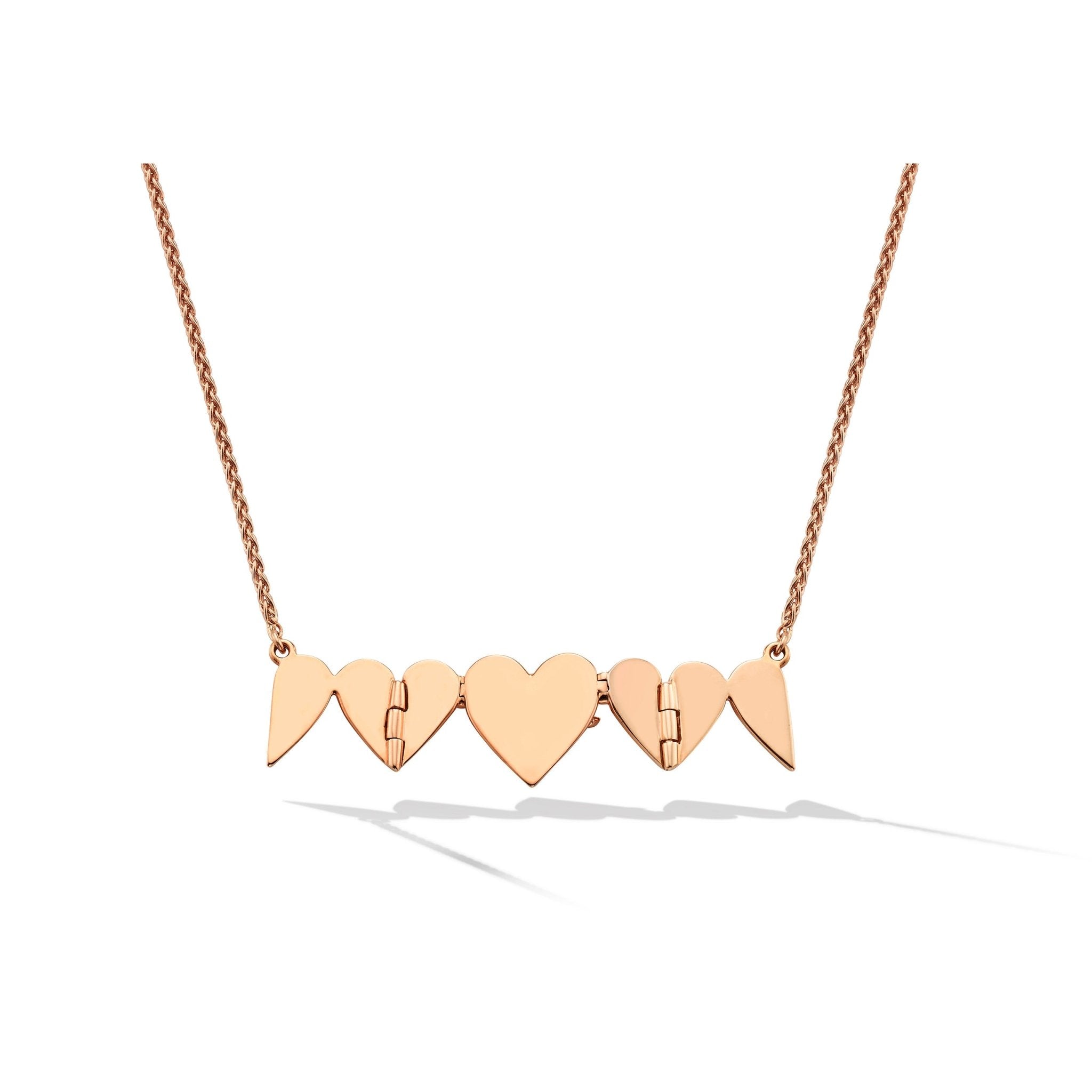 Rose Gold Endless 3 Heart Necklace - Cadar