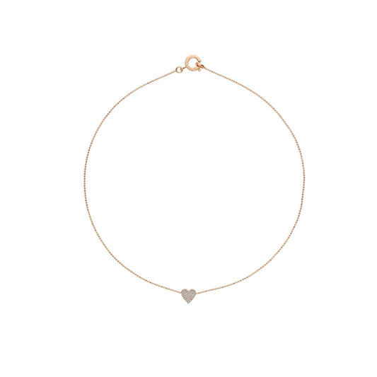 Rose Gold Endless Heart Necklace with Pavé Diamonds - Cadar