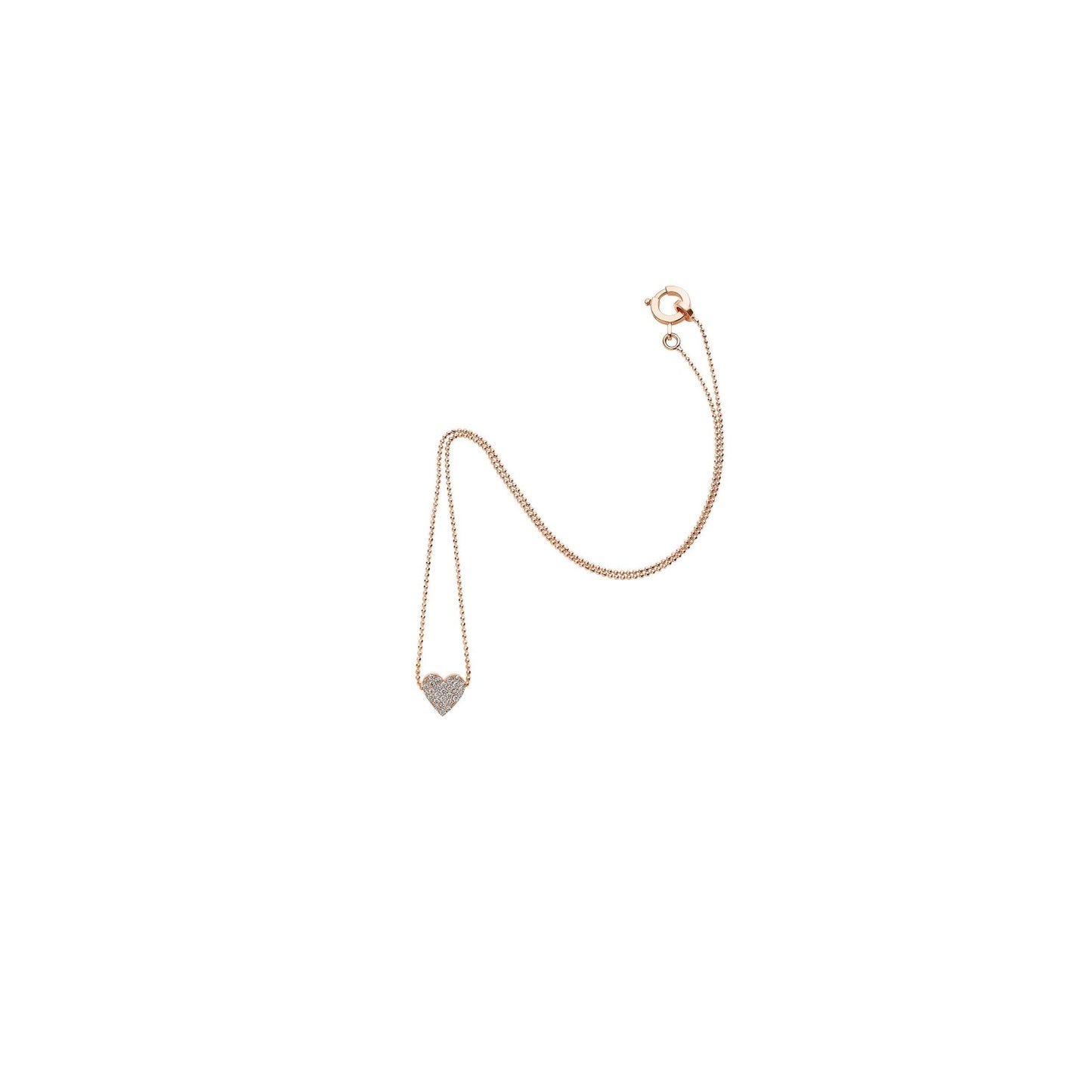 Rose Gold Endless Heart Necklace with Pavé Diamonds - Cadar