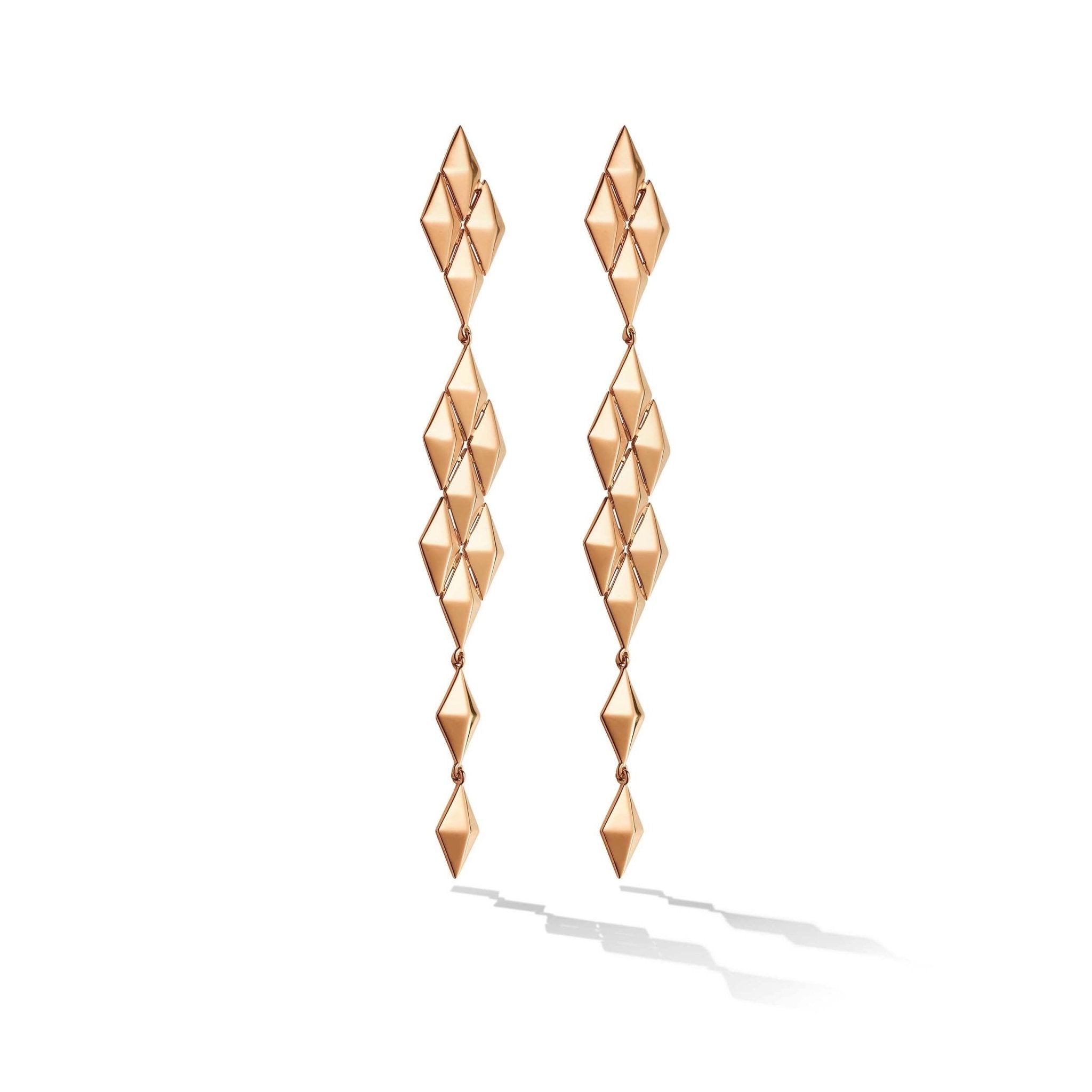 Rose Gold Python Symmetrical Drop Earrings - Cadar