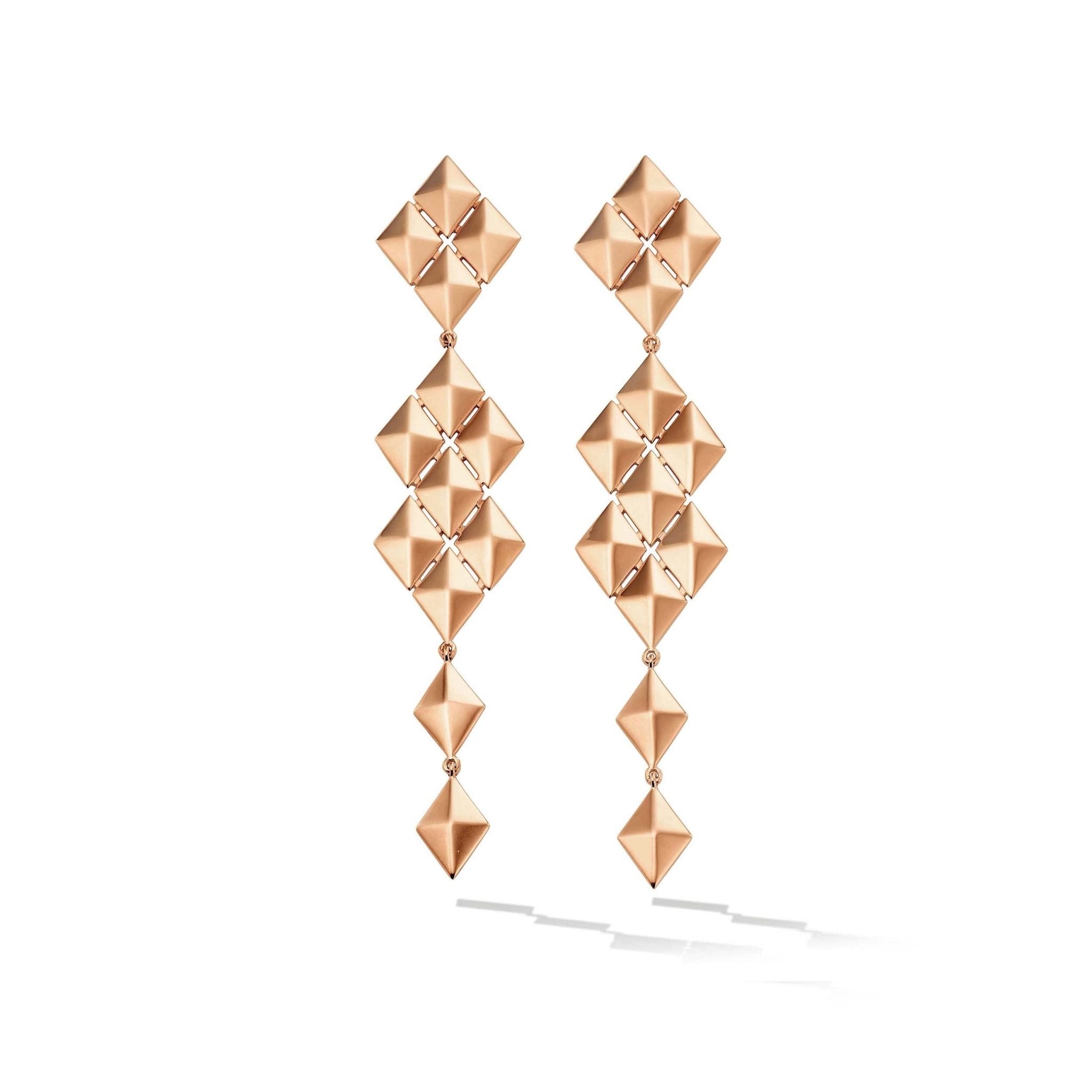 Rose Gold Python Symmetrical Drop Earrings - Cadar
