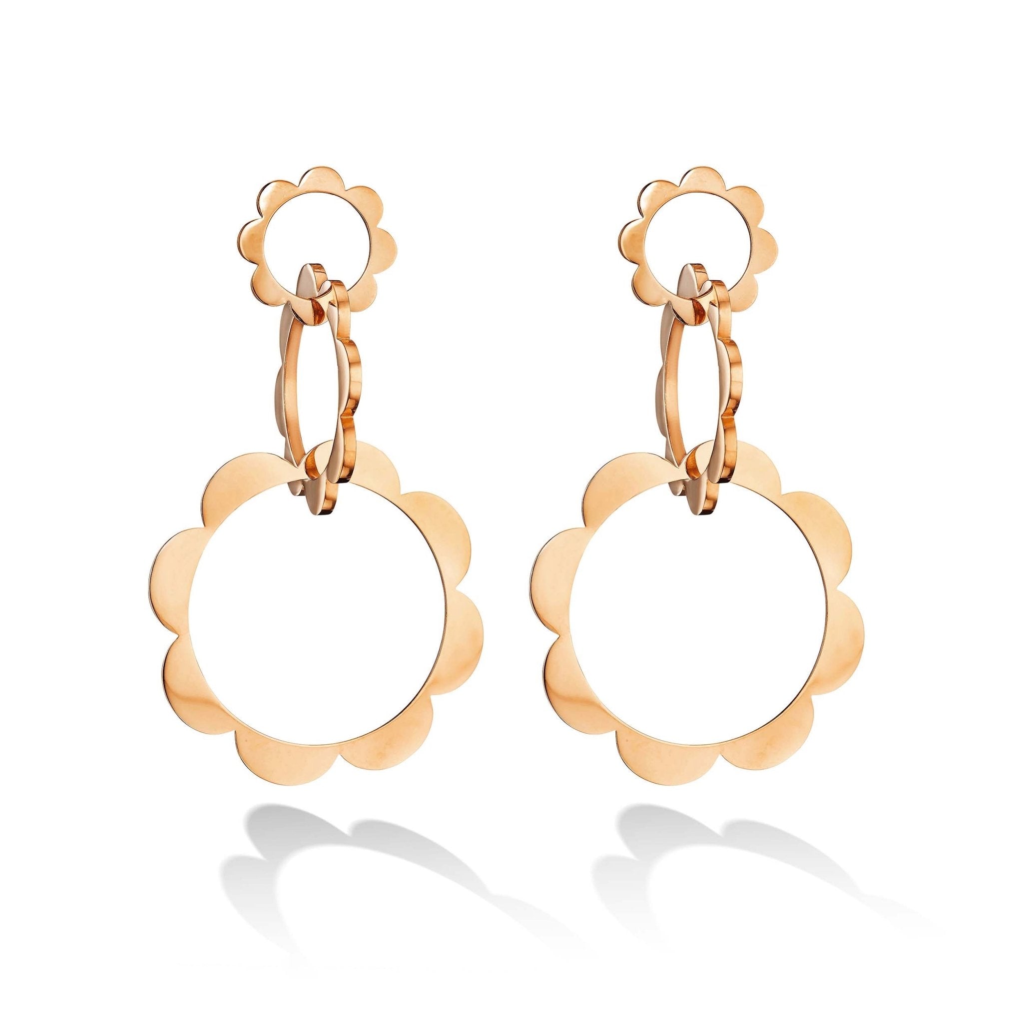 Rose Gold Trio Unity Drop Earrings - Cadar