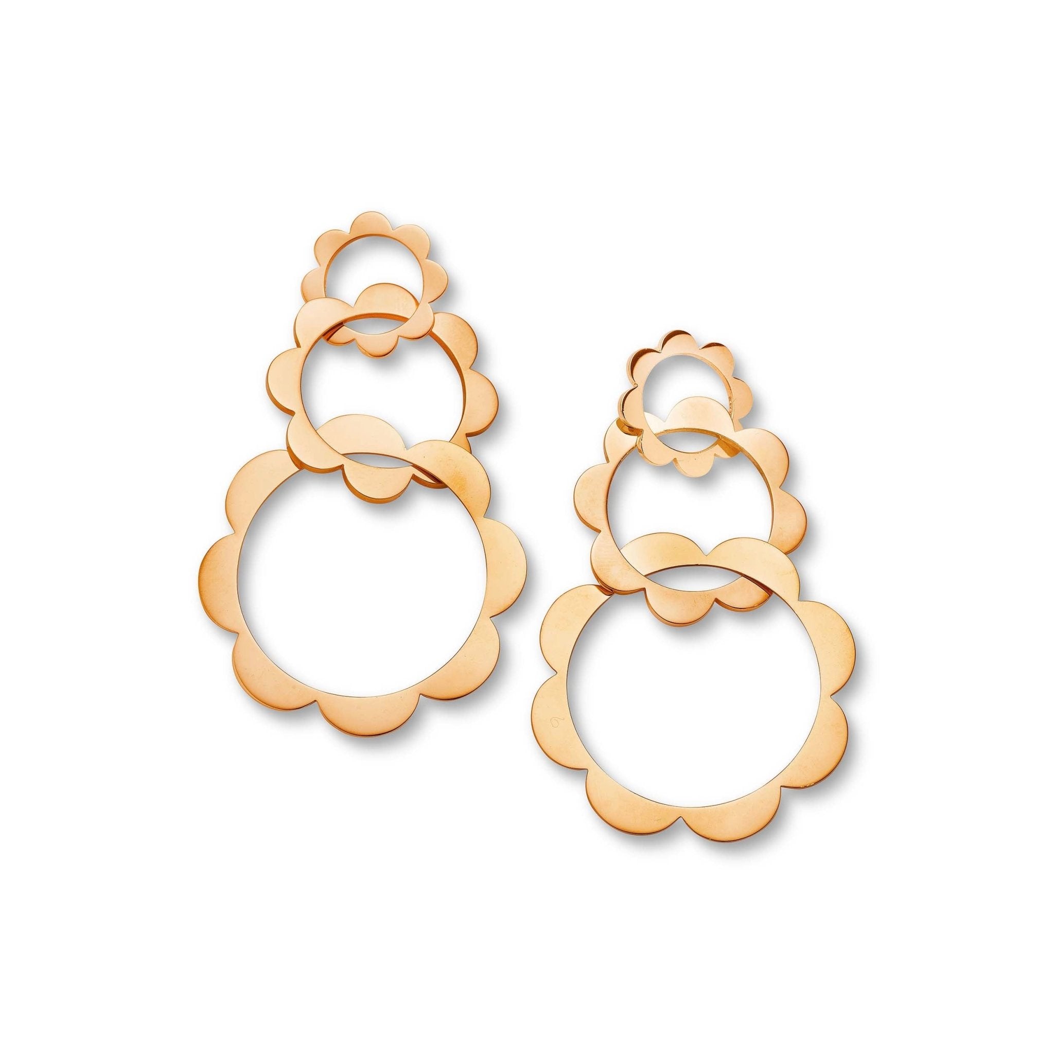Rose Gold Trio Unity Drop Earrings - Cadar