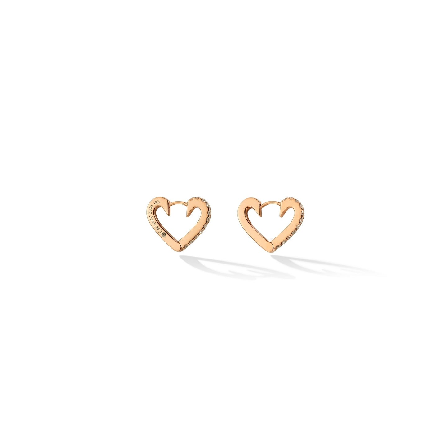 Small Rose Gold Endless Hoop Earrings with White Diamonds - Cadar