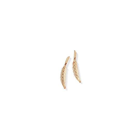 Small Rose Gold Feather Earrings - Cadar