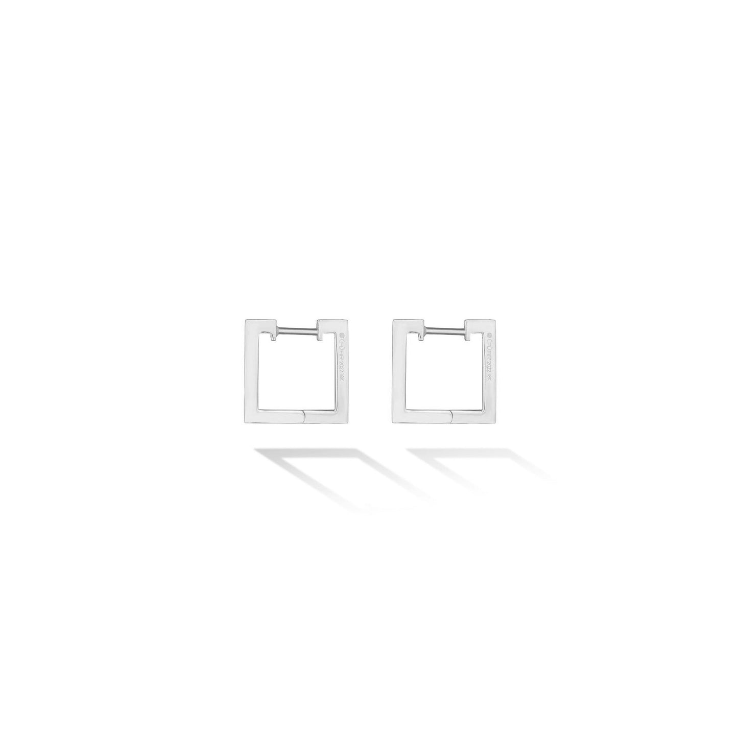 Small White Gold Foundation Hoop Earrings - CADAR