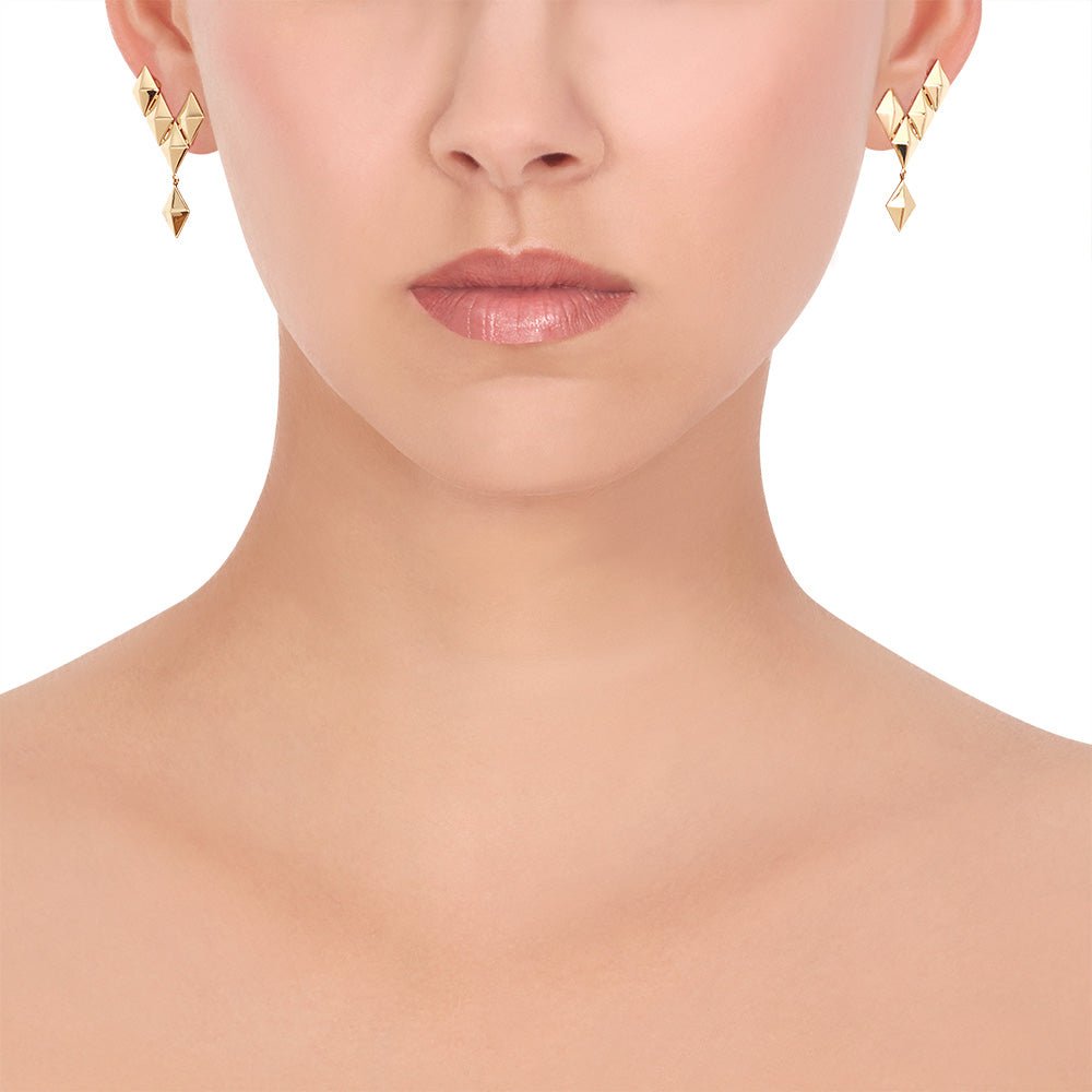 Small Yellow Gold Clip On Python Ear Climbers - Cadar