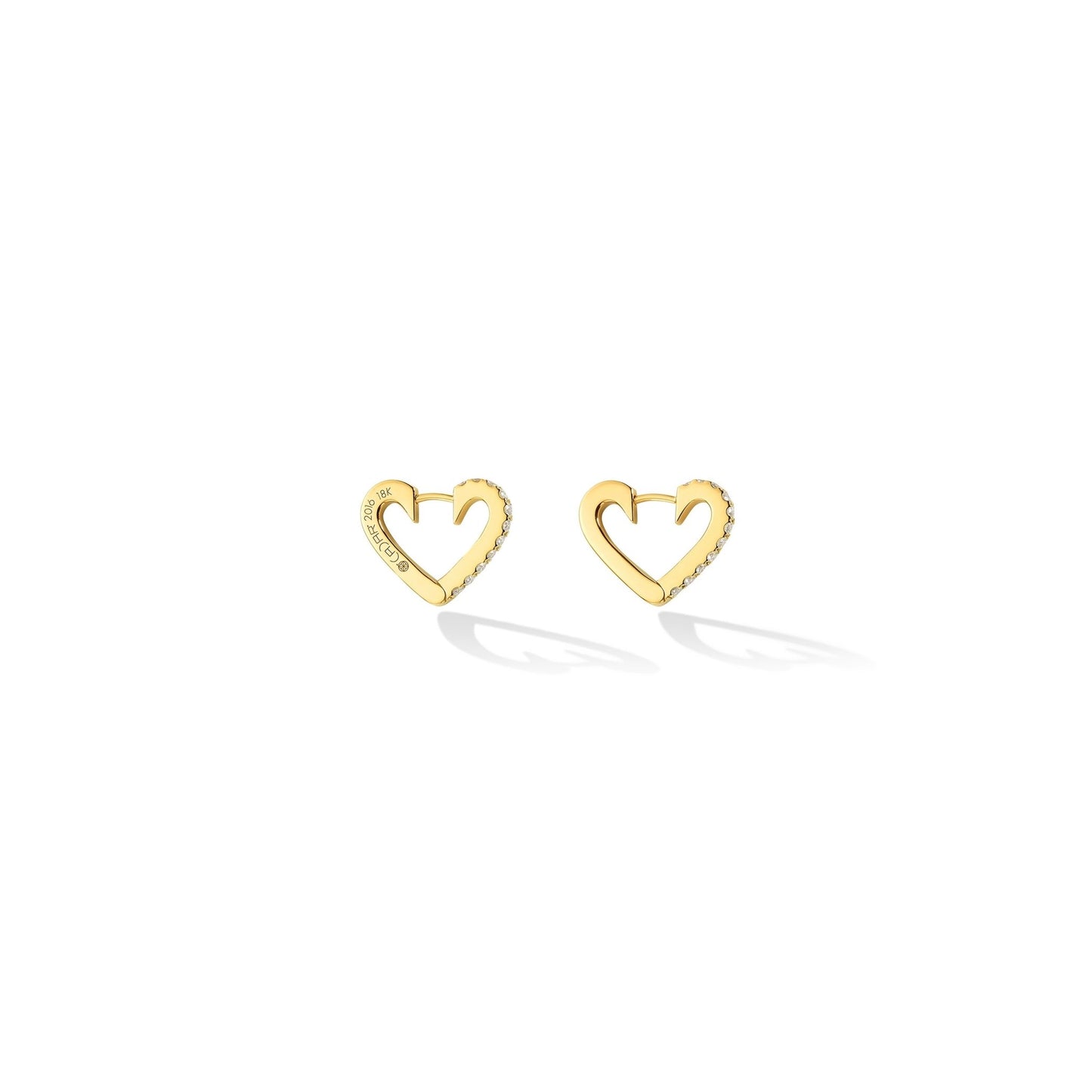 Small Yellow Gold Endless Hoop Earrings with White Diamonds - Cadar