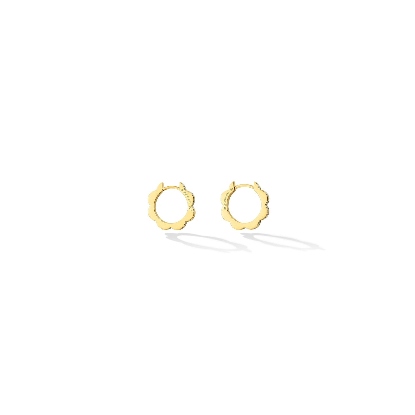 Small Yellow Gold Triplet Hoop Earrings with White Diamonds - Cadar