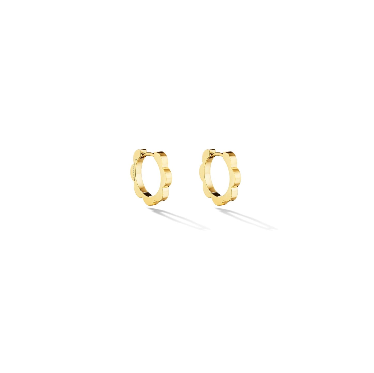 Small Yellow Gold Triplet Plain Hoop Earrings - Cadar