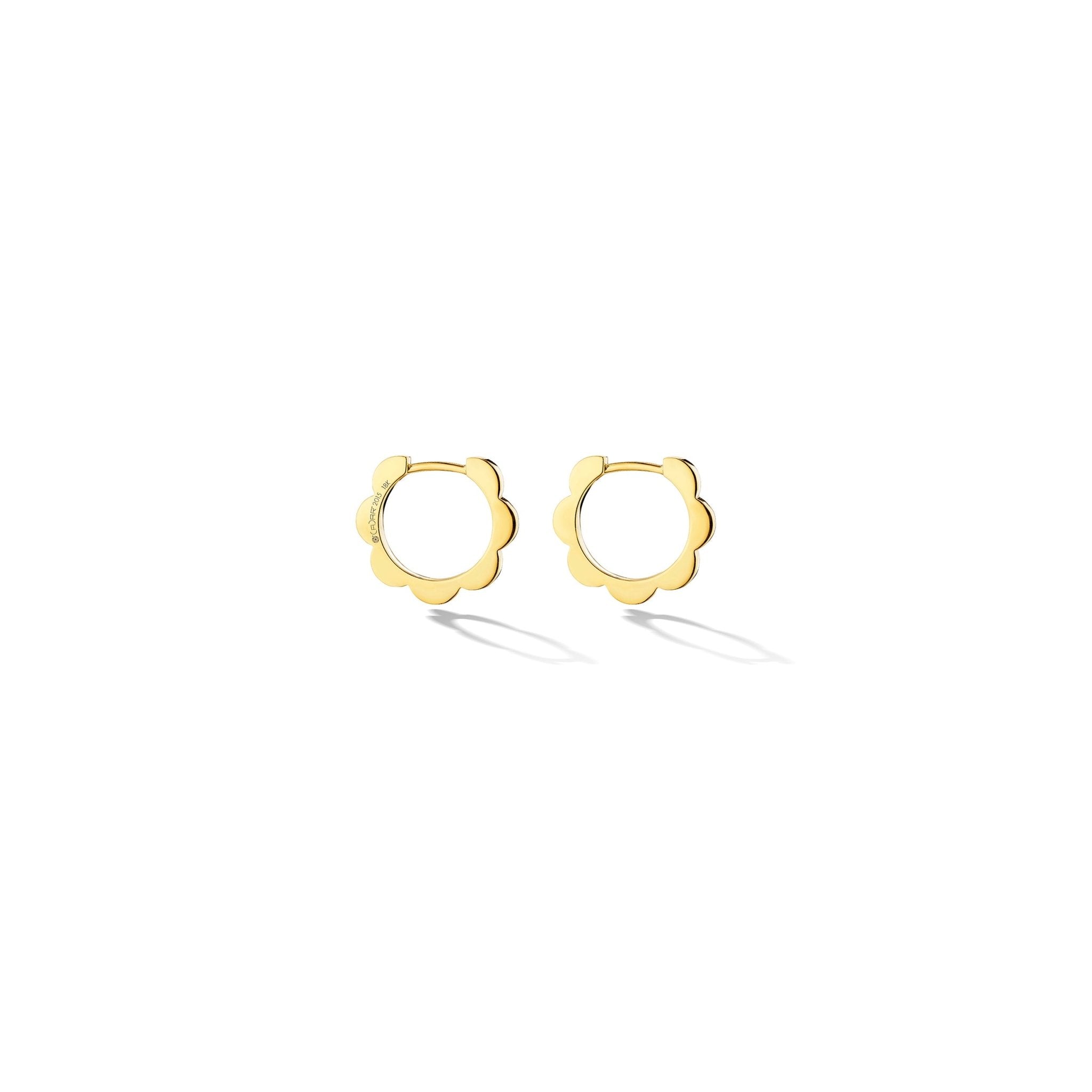 Small Yellow Gold Triplet Plain Hoop Earrings - Cadar