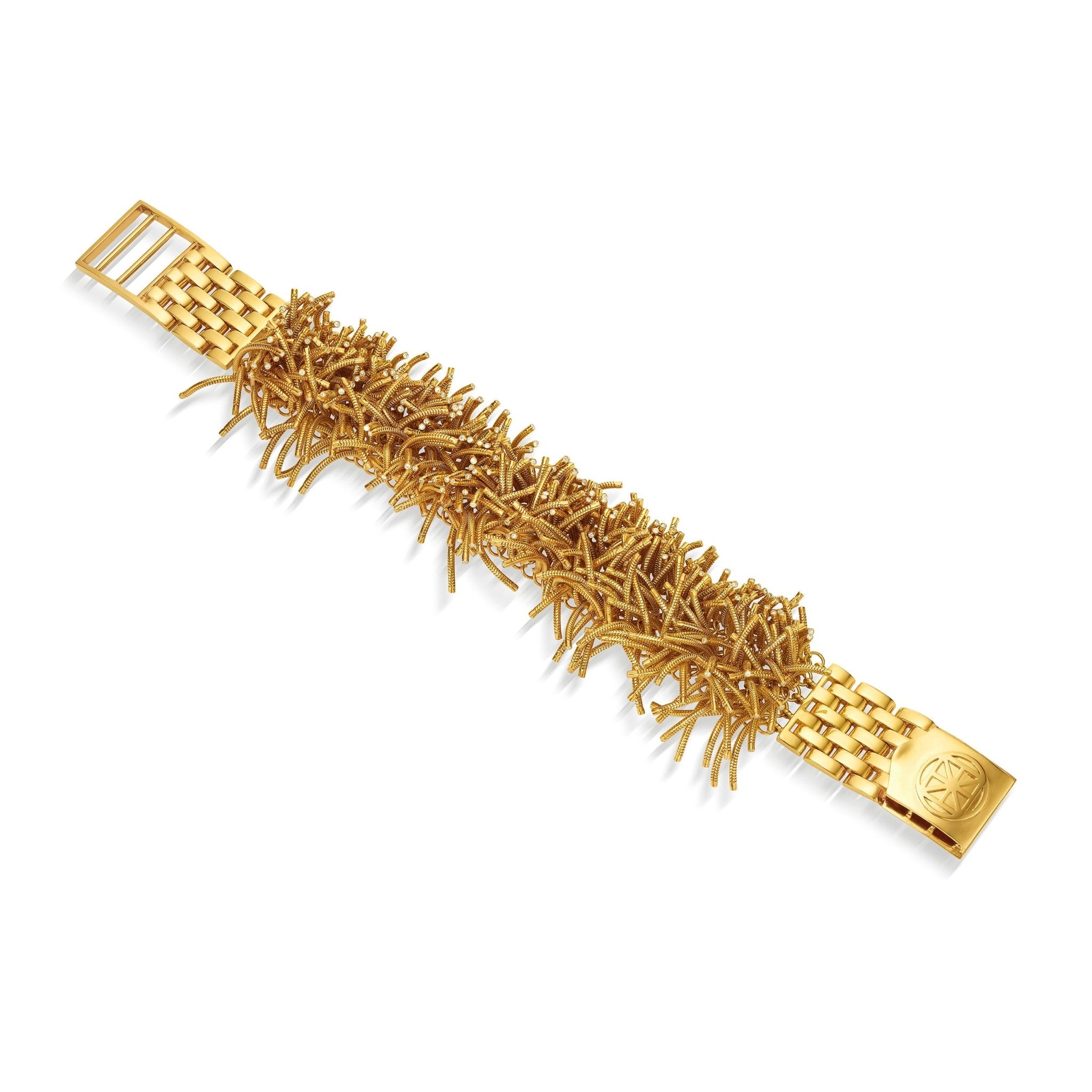 Wide Yellow Gold Fur Bracelet - Cadar