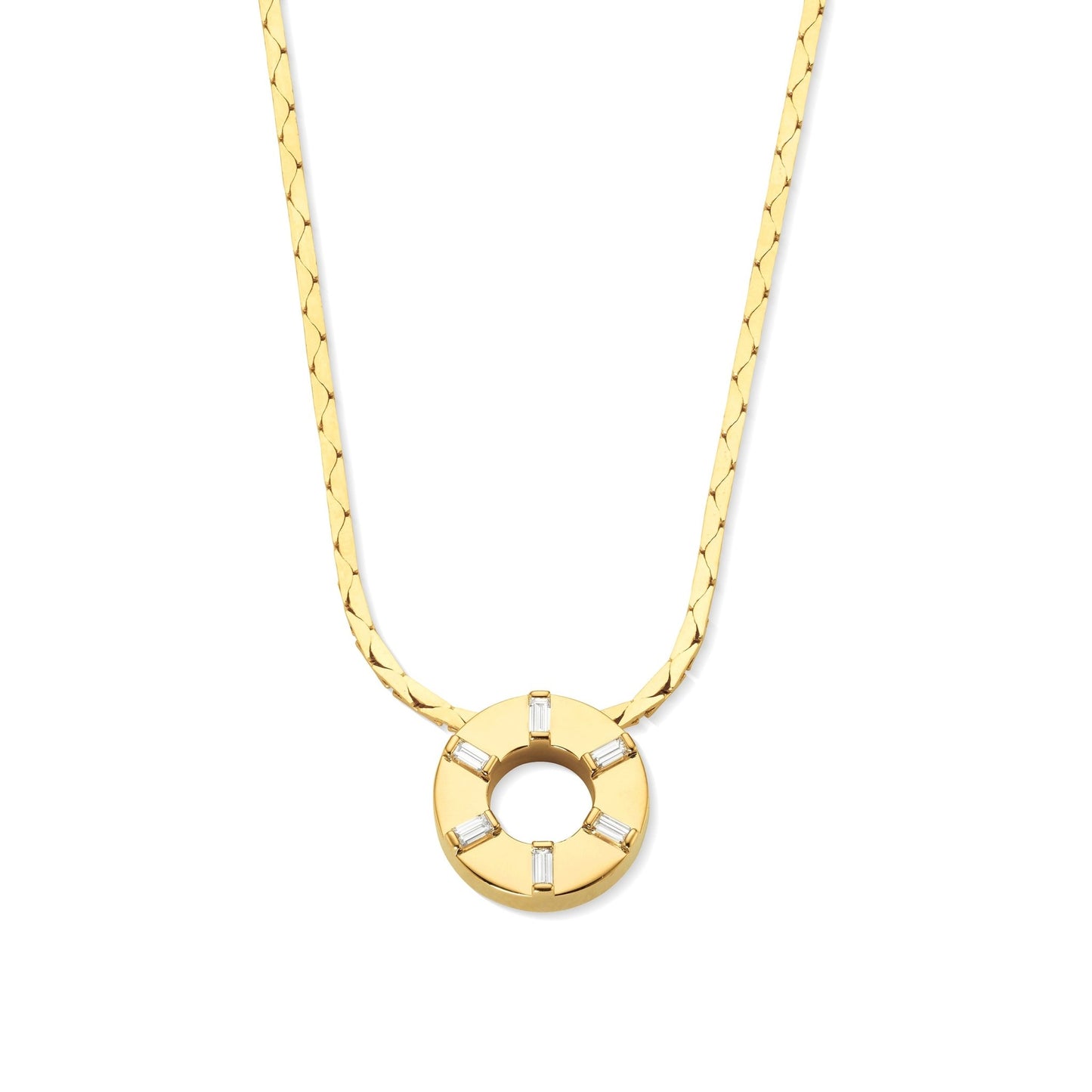 Yellow Gold Adjustable Length Prime Pendant Necklace with White Diamonds - Cadar