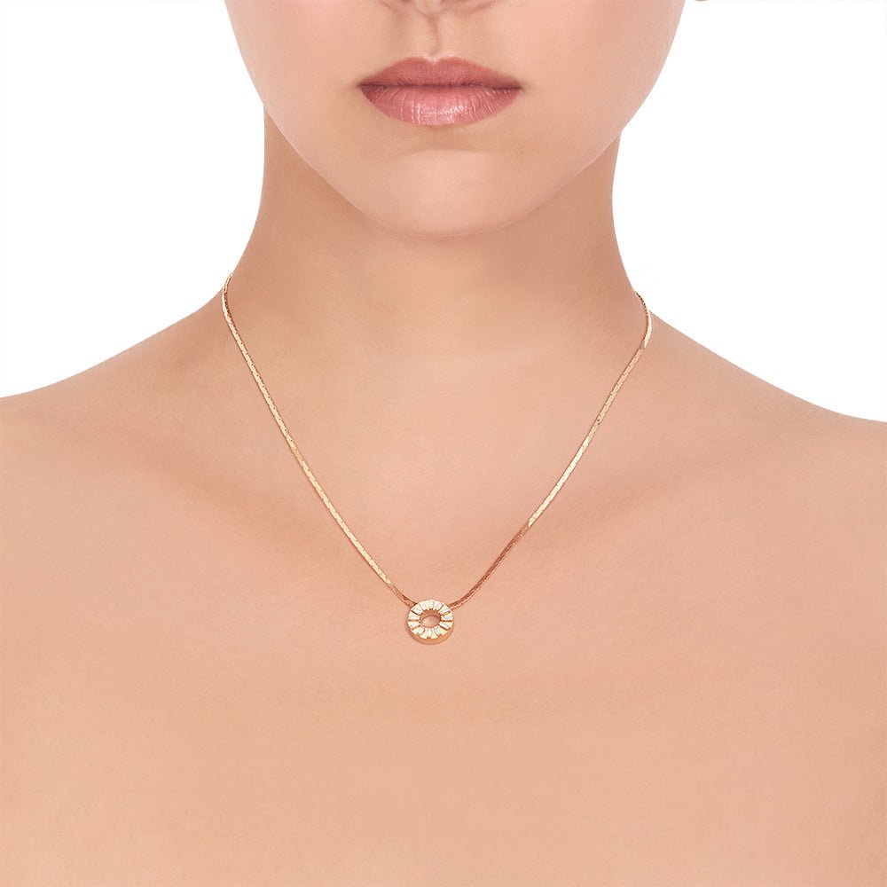 Yellow Gold Adjustable Length Sole Pendant Necklace with White Diamonds - Cadar