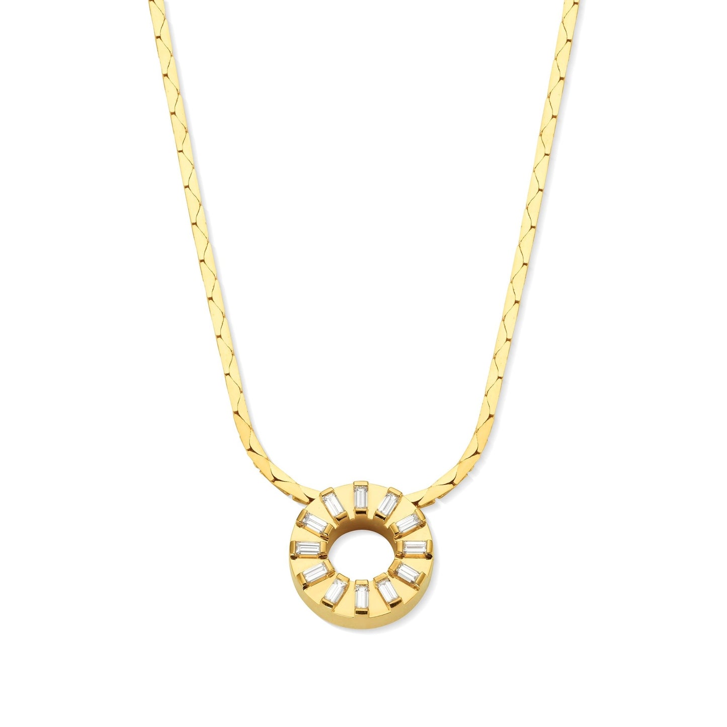 Yellow Gold Adjustable Length Sole Pendant Necklace with White Diamonds - Cadar