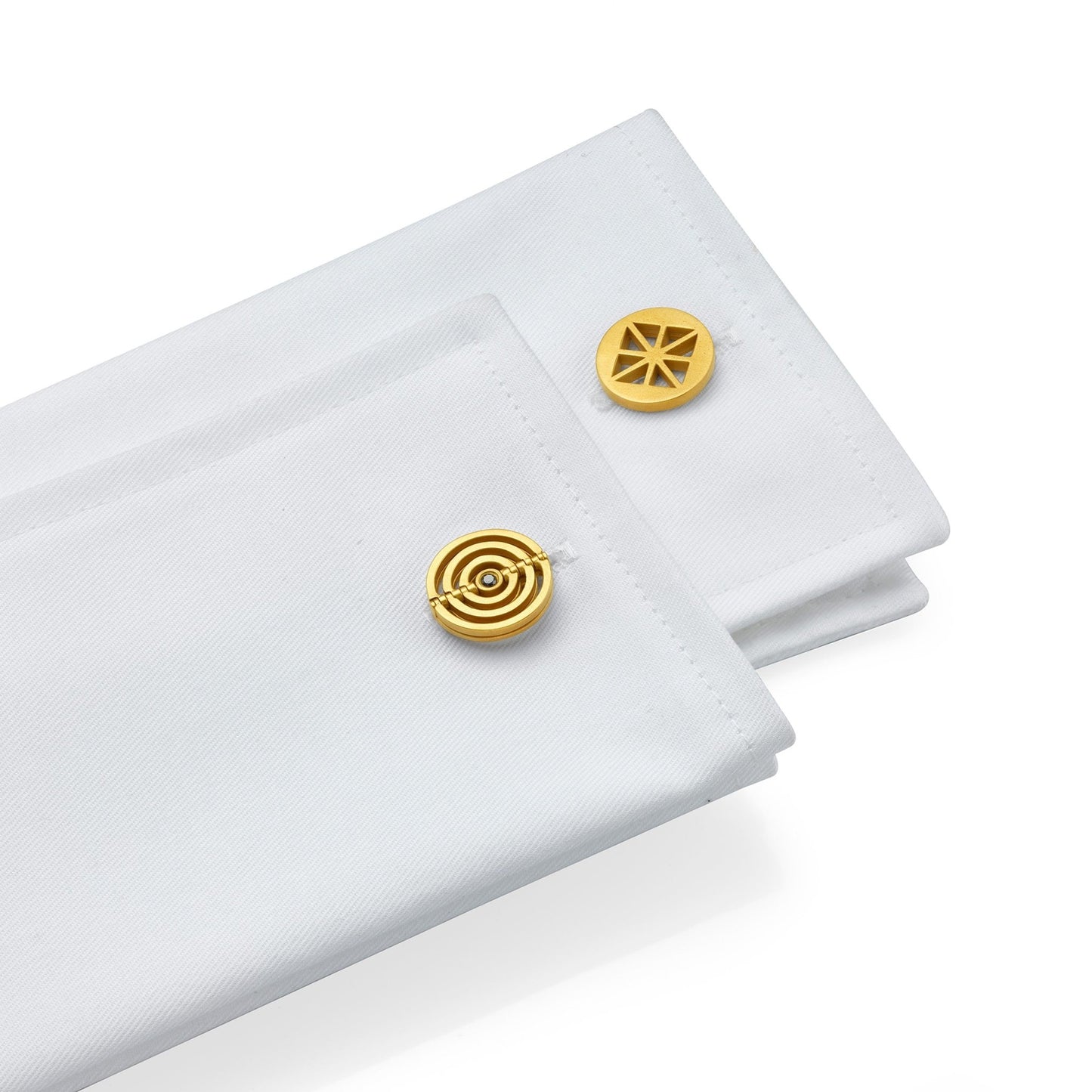 Yellow Gold Duality Cufflinks with Black Diamonds - Cadar