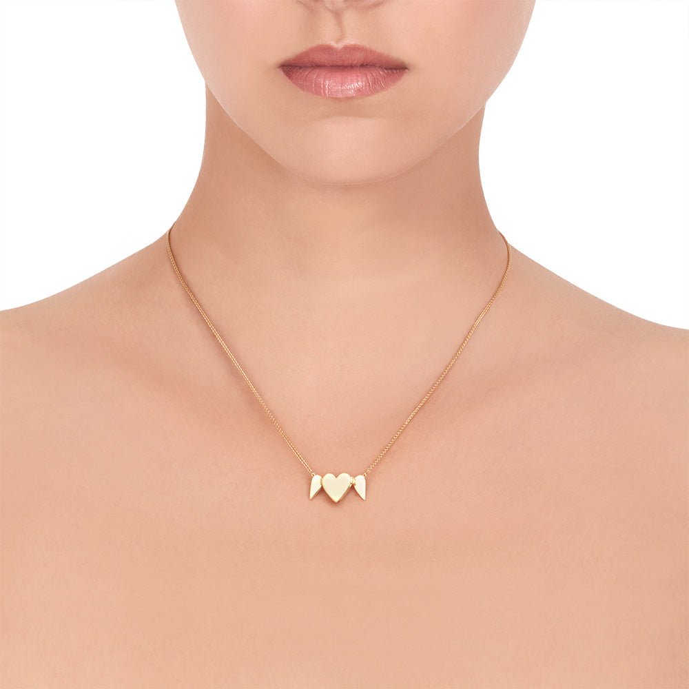 Yellow Gold Endless 3 Heart Necklace - Cadar