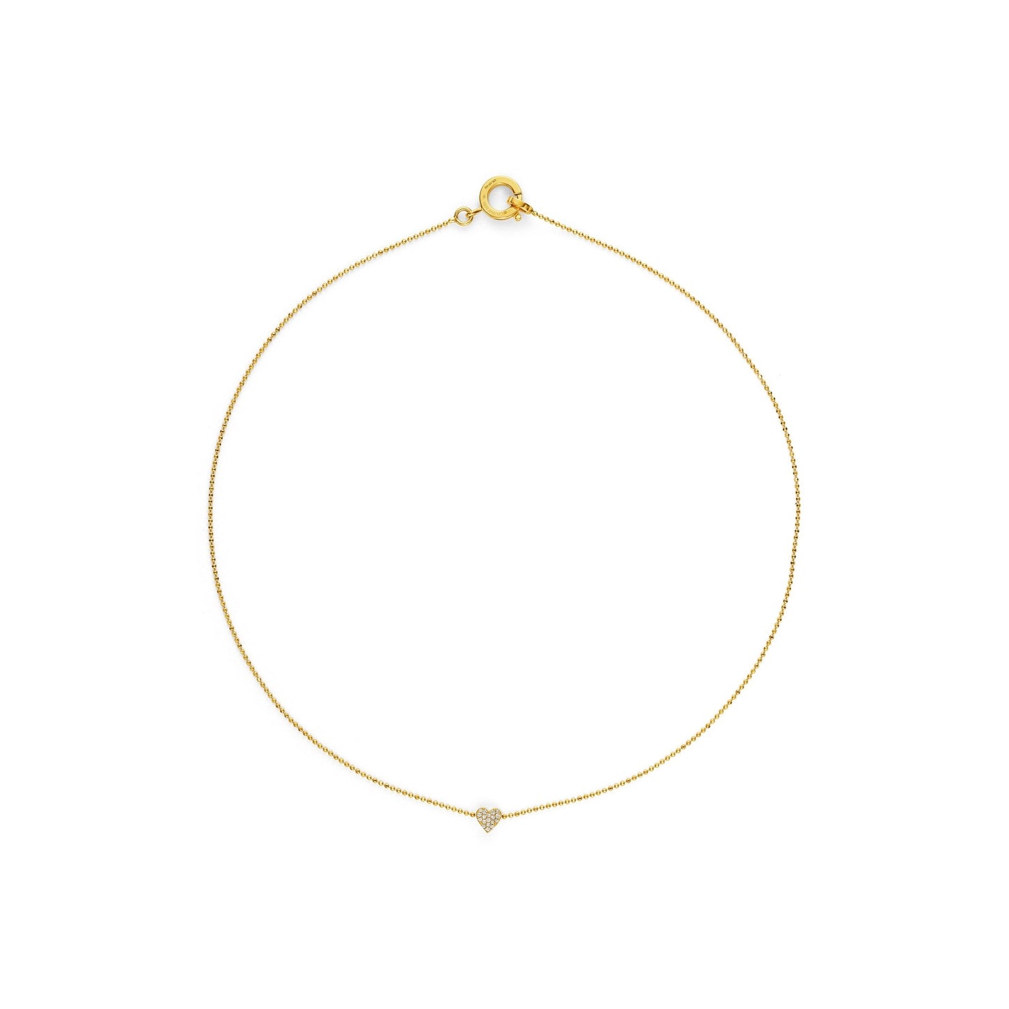 Yellow Gold Endless Heart Necklace with .08 carats White Diamonds - Cadar
