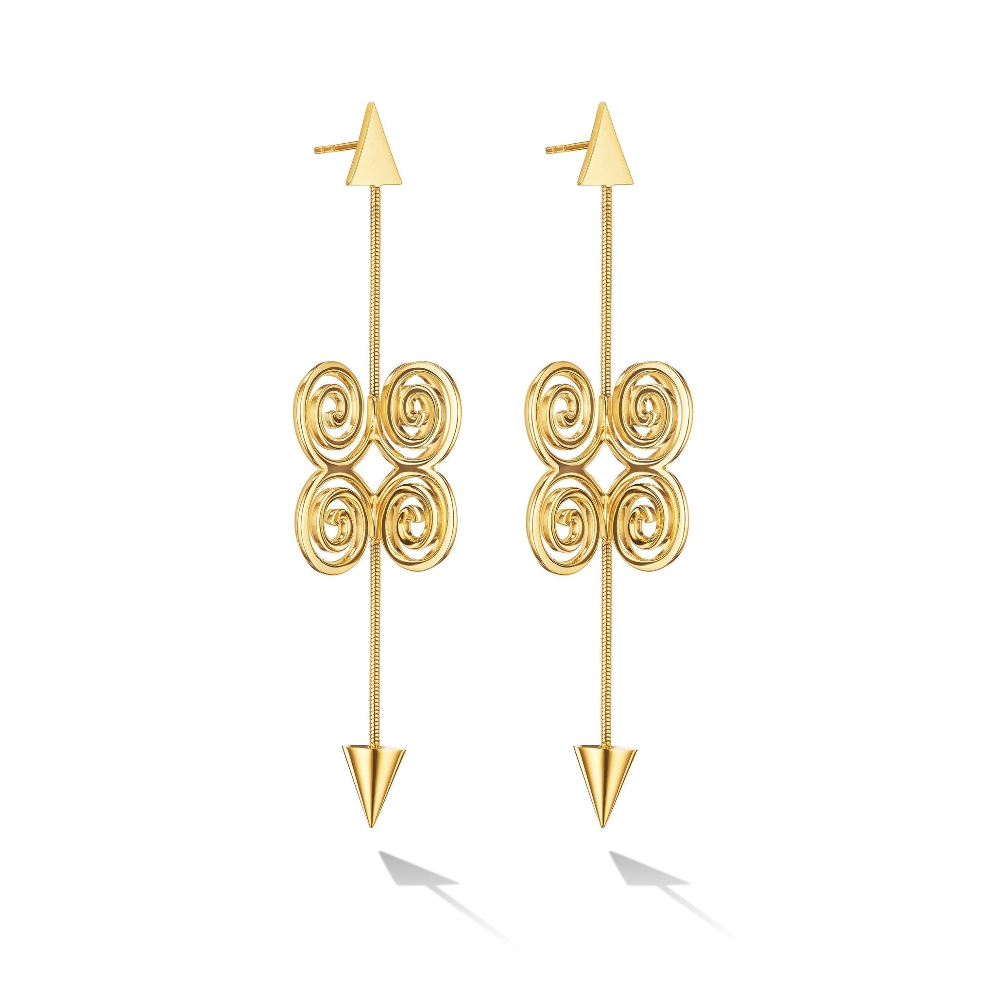 Yellow Gold Essence Drop Earrings - Cadar